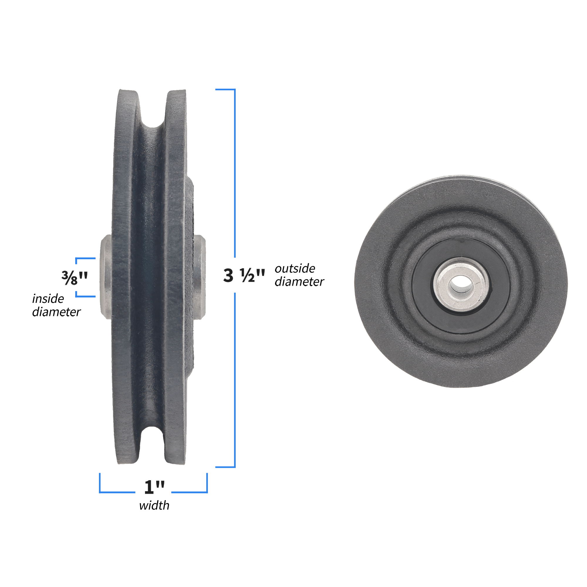 Cable Pulley, 3.5" Diameter with 3/8" Hole
