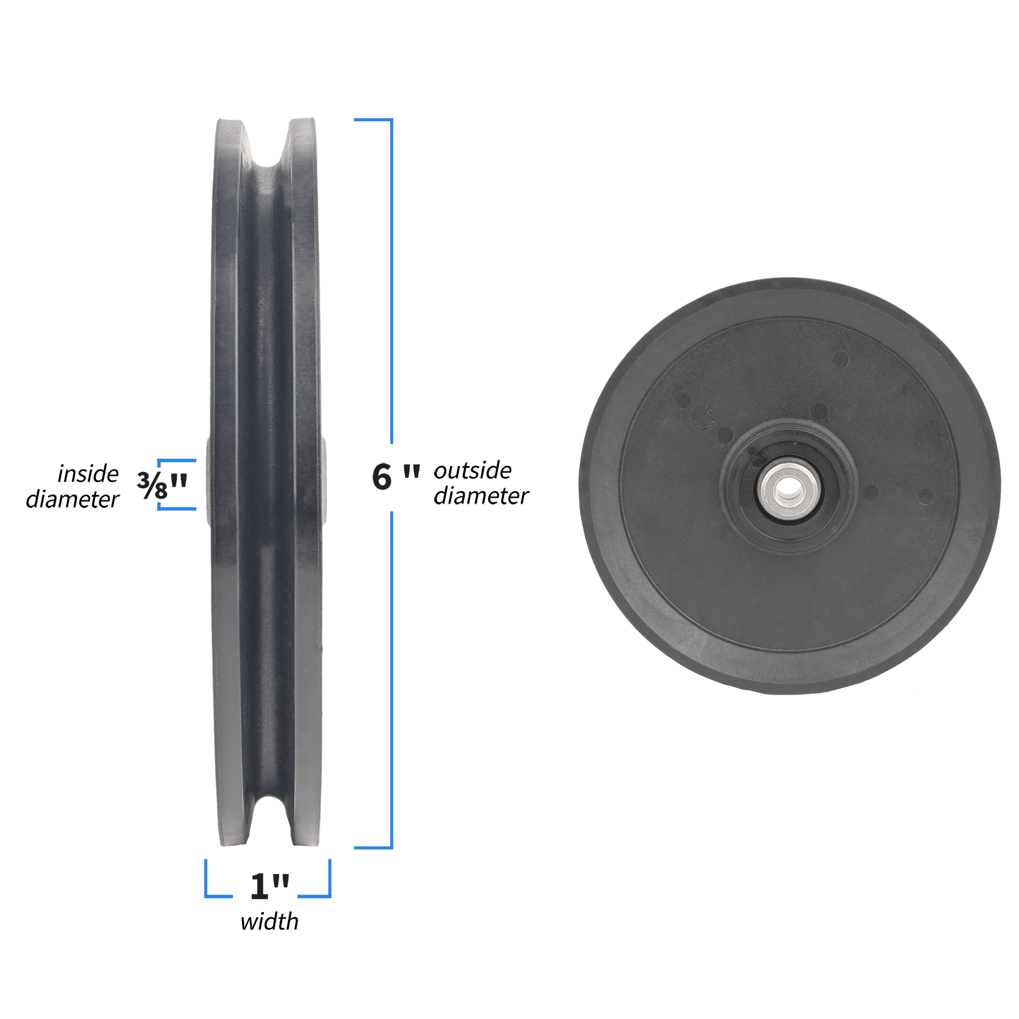 6" Cable Pulley, 3/8" ID