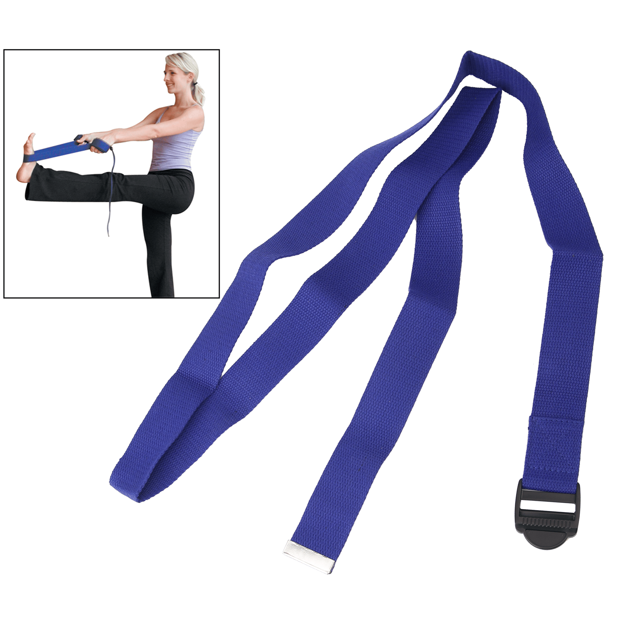 Yoga Strap, 6' Navy Blue With Cinch