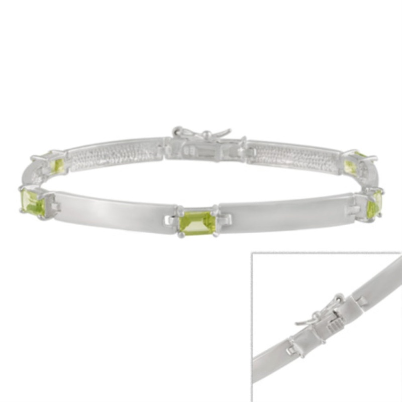 Sterling Silver Peridot Link Bracelet