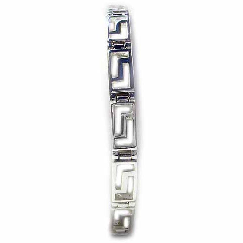Sterling Silver Polished Greek Key Link Bracelet