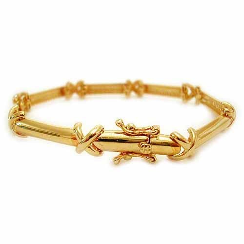 18K Gold Over Sterling Silver 'X' & Bar Link Bracelet