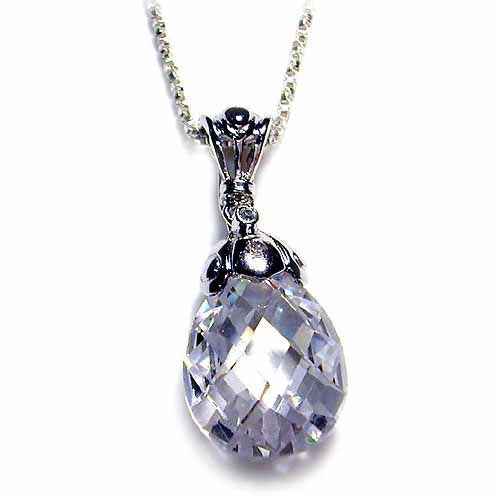 Sterling Silver 9Ct Cz Briolette Teardrop Pendant