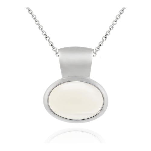 Sterling Silver Bezel Set Genuine Mother Of Pearl Slide/Pendant