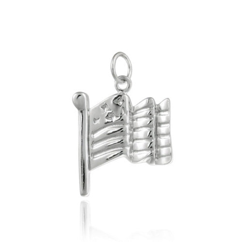 Silver American Flag * Charm For Bracelet