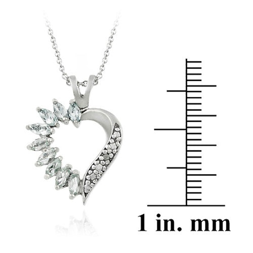 Sterling Silver Blue Topaz & Diamond Accent Heart Pendant