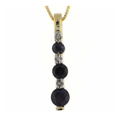 18K Gold Over Sterling Silver Sapphire Diamond Accent Past Present Future Drop Necklace
