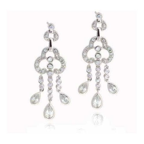 Sterling Silver Designer Created Diamond Cz Designer Chandelier Earrings