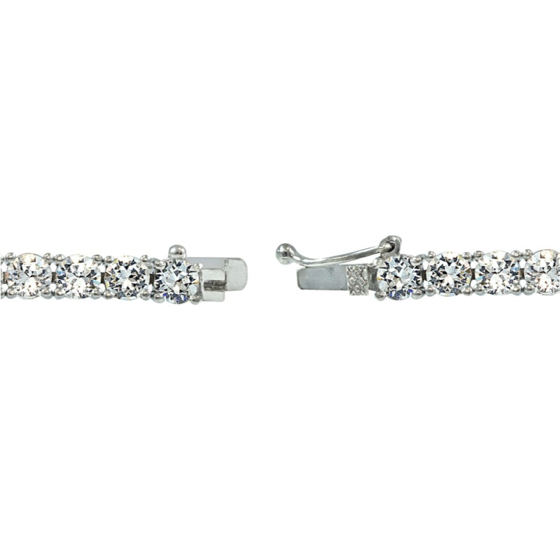 Sterling Silver 4Mm Created White Sapphire Round-Cut Tennis Bracelet