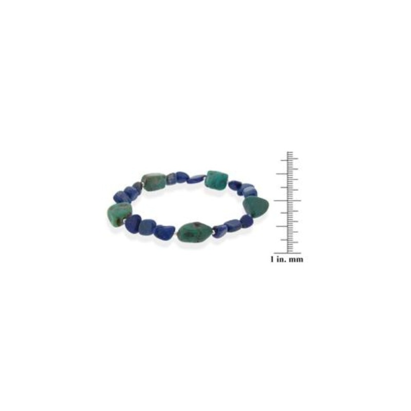 Denim Lapis, Created Turquoise Chips & Nuggets Stretch Bracelet W/ Sterling Silver Beads