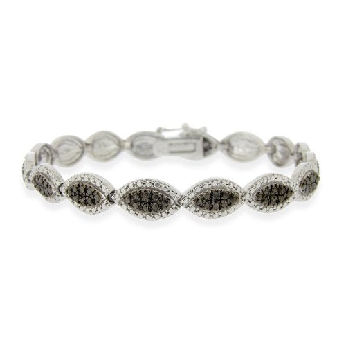Sterling Silver Black Diamond Accent Marquise Bracelet