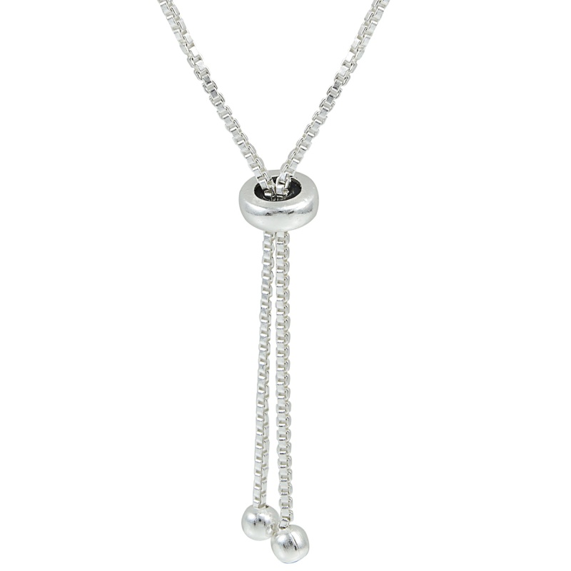Sterling Silver Cubic Zirconia S-Link Design Adjustable Bracelet