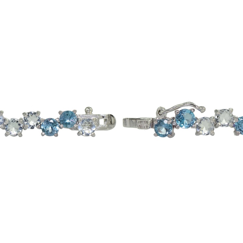 Sterling Silver 4Mm London Blue And Blue Topaz Round Bracelet