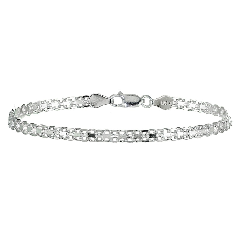 Sterling Silver 4Mm Polished Bismark Chain Bracelet
