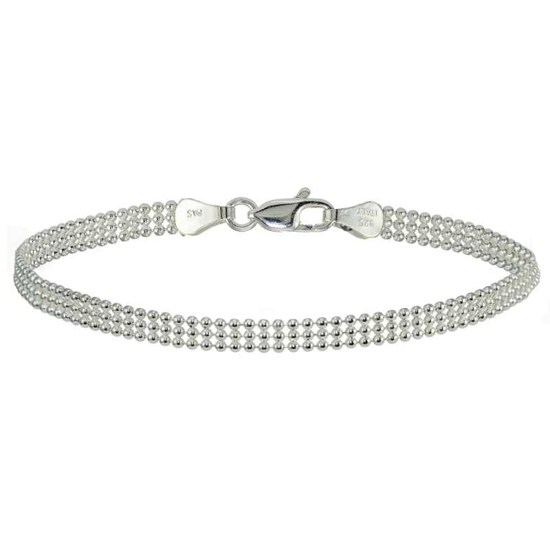 Sterling Silver 3.5Mm Polished Mesh Design Bracelet
