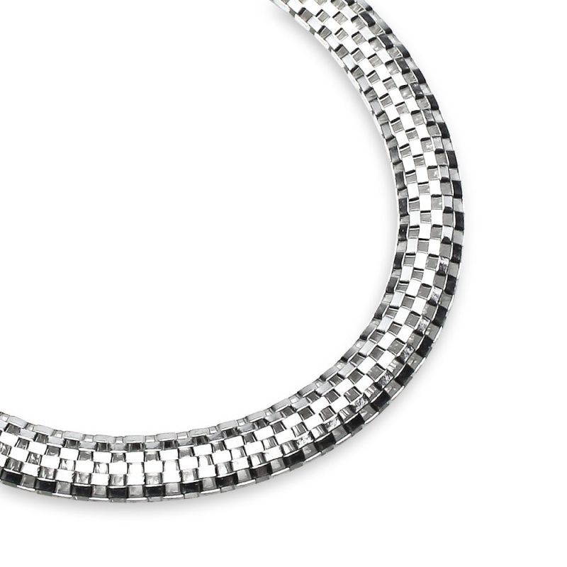 Sterling Silver High Polished Dainty Italian Mesh Tube Chain Bracelet, 7.25 Inches