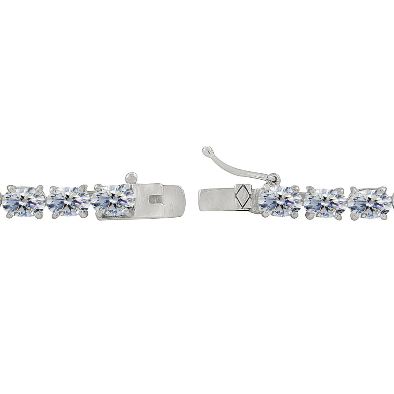 Sterling Silver Clear 6X4mm Oval-Cut Classic Tennis Bracelet Made With Swarovski Crystals