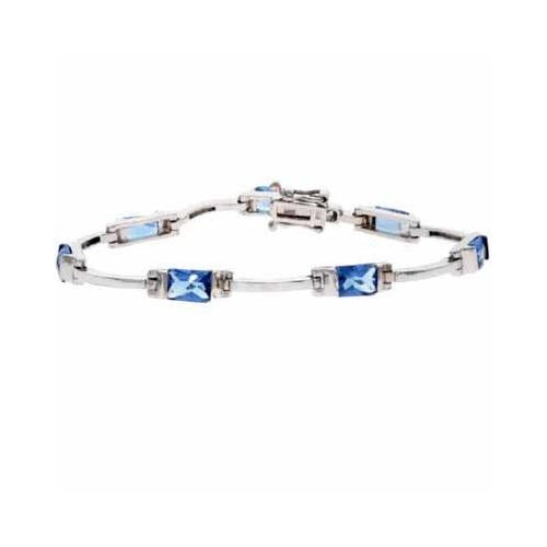 Sterling Silver Tanzanite Cz Rectangle Tennis Bracelet