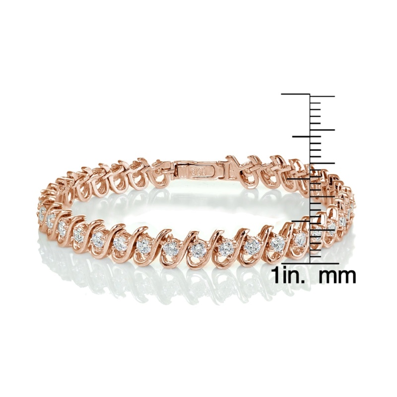 Rose Gold Sterling Silver Cubic Zirconia S Link Tennis Bracelet