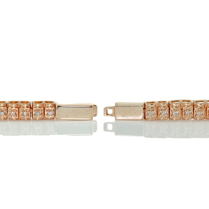 Rose Gold Sterling Silver Cubic Zirconia 1.3Mm Bar Tennis Bracelet