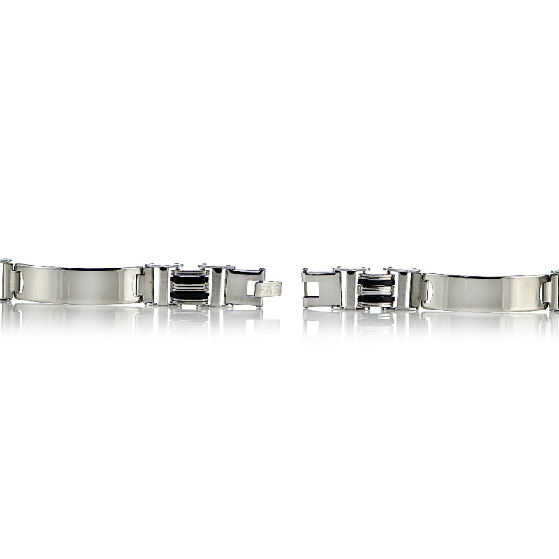 Stainless Steel Black Inlay Fashion Id Link Mens Bracelet
