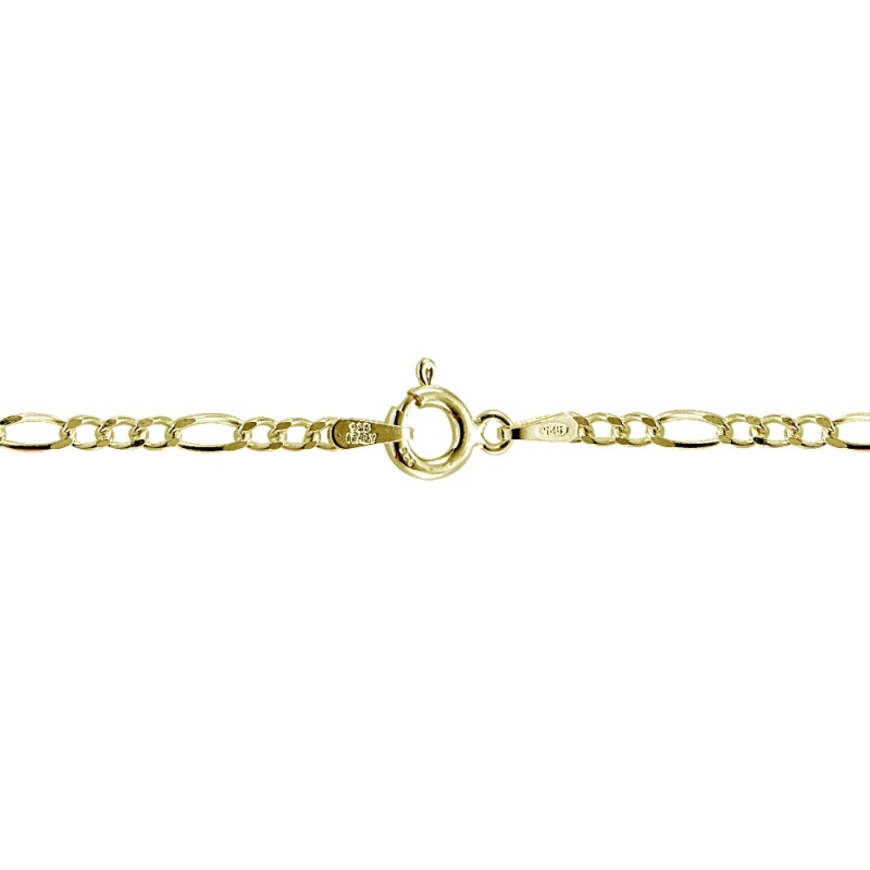 Gold Tone Over Sterling Silver 2.5Mm Italian Figaro Link Necklace 24 Inches