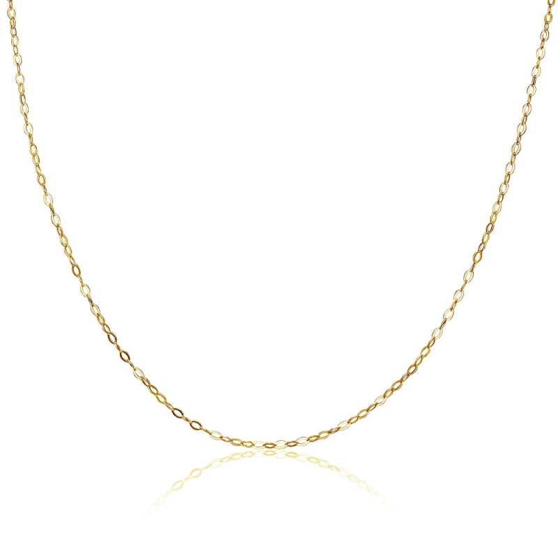 Yellow Gold Flashed Sterling Silver 0.90Mm Thin Delicate Cable Chain Necklace, 18 Inches