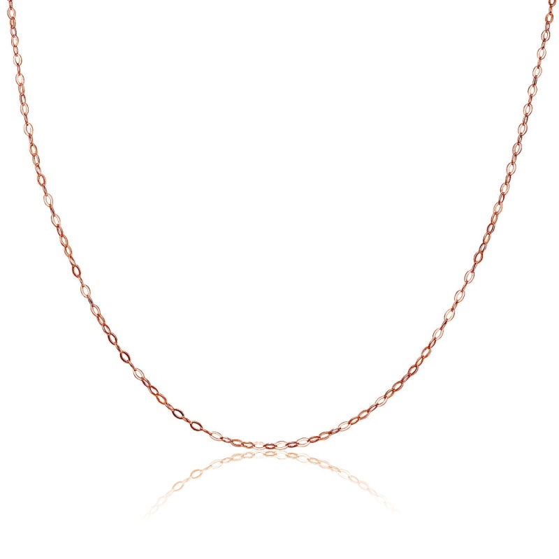 Rose Gold Flashed Sterling Silver 0.90Mm Thin Delicate Cable Chain Necklace, 30 Inches
