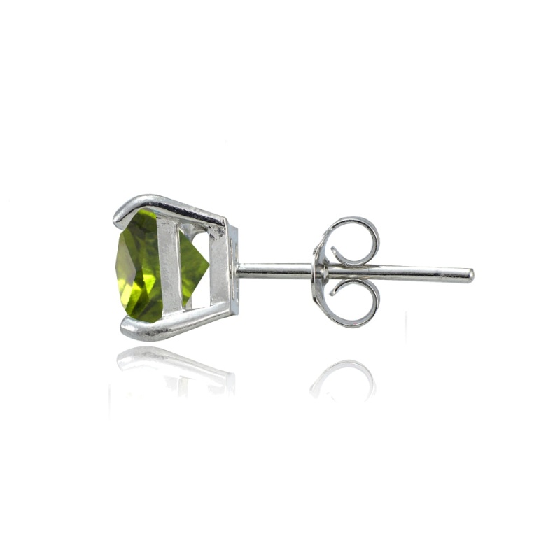 Sterling Silver Peridot 6Mm Square Stud Earrings