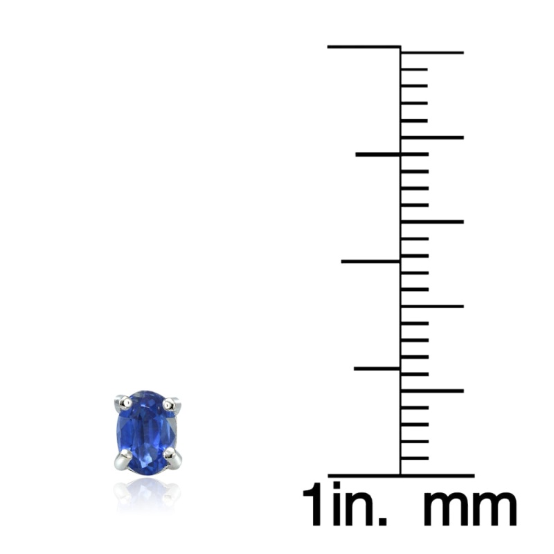 Sterling Silver Genuine Kyanite 6X4mm Oval Stud Earrings