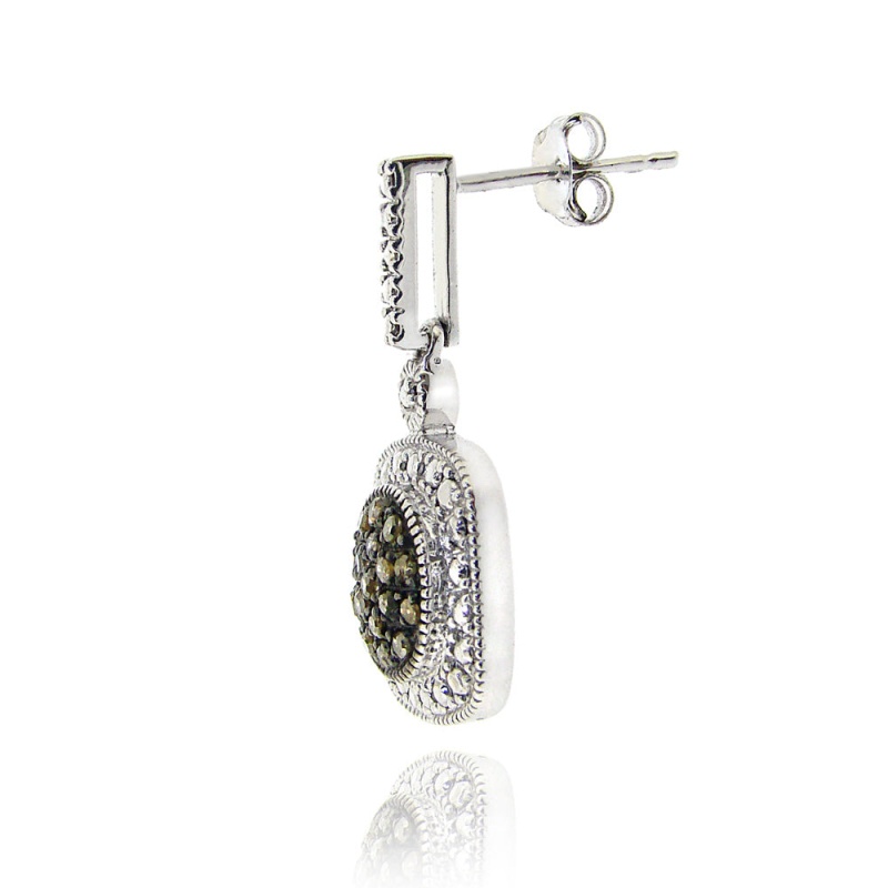 Sterling Silver 2/5 Ct Tdw Champagne Diamond Dangle Earrings
