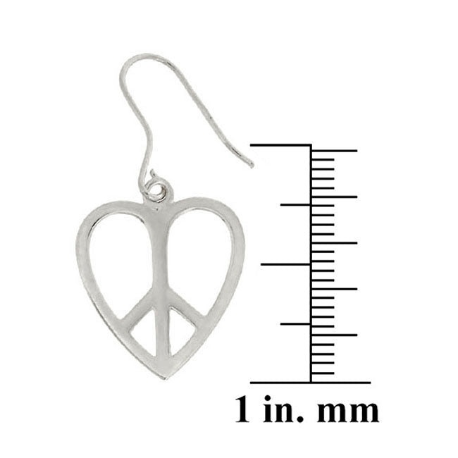 Sterling Silver Heart Peace Sign Earrings