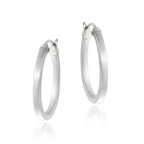 Sterling Silver 25Mm Round Hoop Earrings