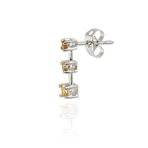 Sterling Silver Genuine Citrine Past Present Future Earrings