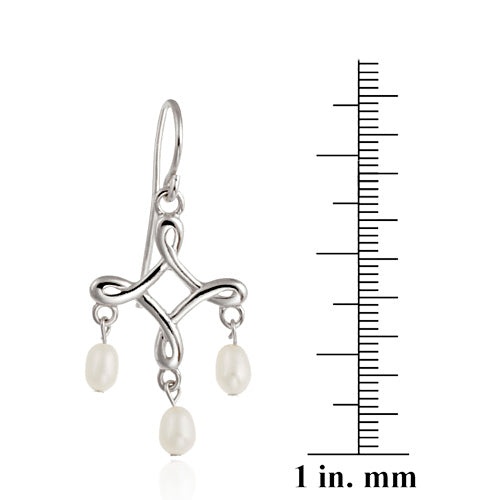 Sterling Silver White Freshwater Cultured Pearl Chandelier Earrings