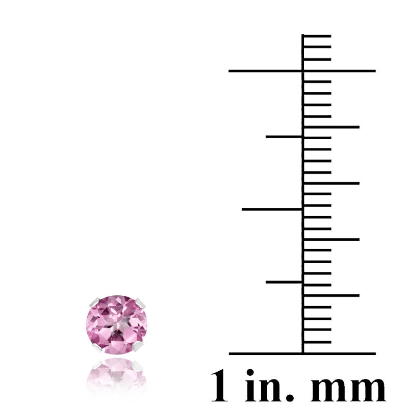 Sterling Silver 1 Ct Light Pink Cz Stud Earrings, 5Mm