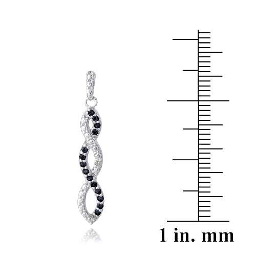 Sterling Silver 4/5Ct Black Spinel & Diamond Accent Triple Infinity Dangle Earrings