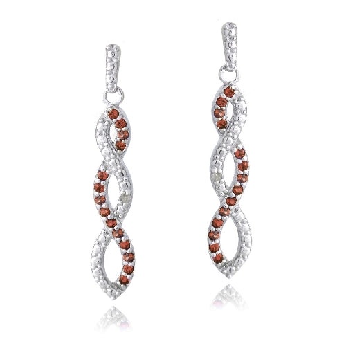 Sterling Silver 4/5Ct Garnet & Diamond Accent Triple Infinity Dangle Earrings