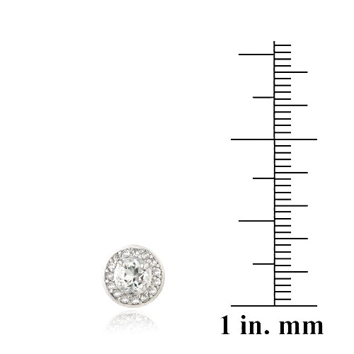 Sterling Silver 1.25Ct White Topaz Round Stud Earrings