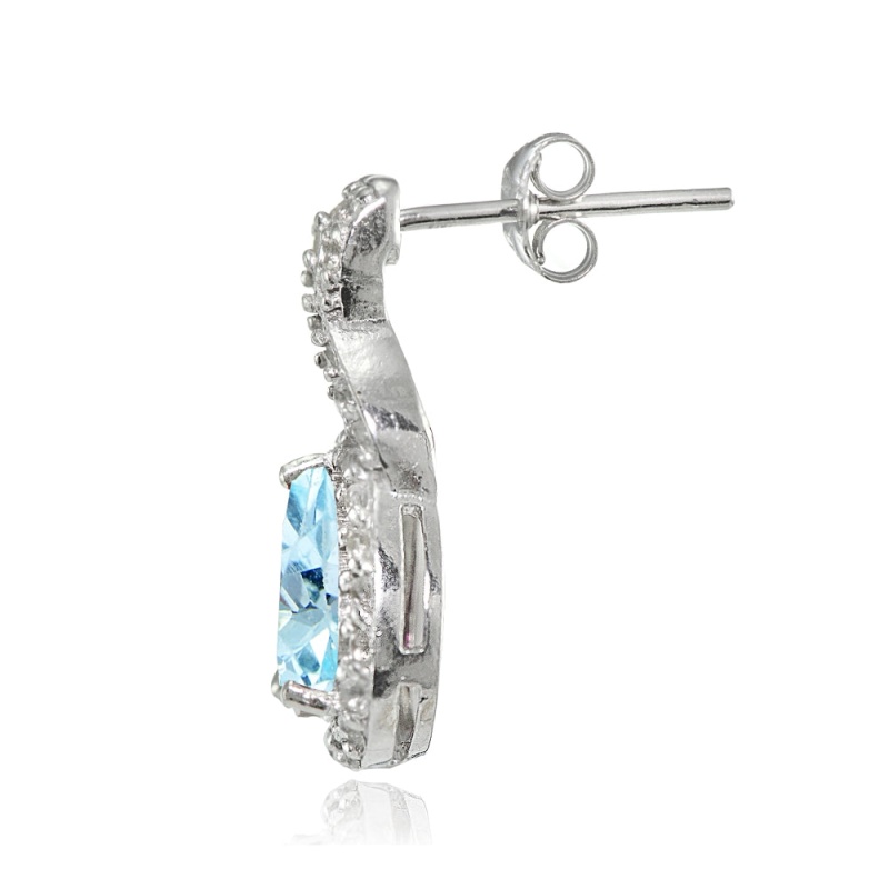 Sterling Silver Blue Topaz And White Topaz X And Teardrop Earrings
