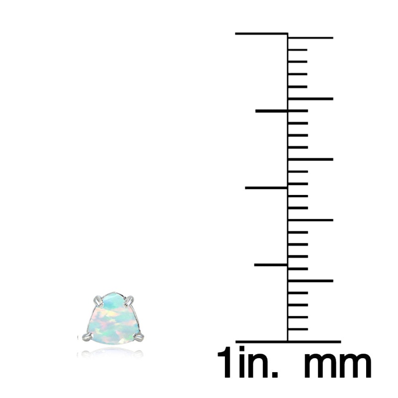 Sterling Silver Created Opal Trillion-Cut Stud Earrings