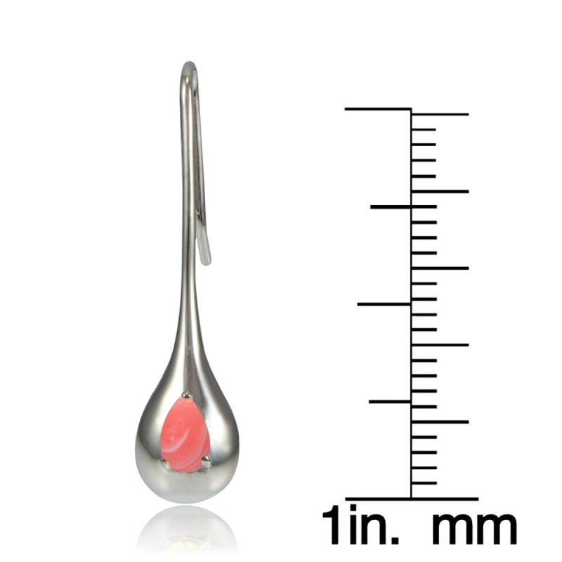 Sterling Silver Dyed Coral Teardrop Lotus Earrings