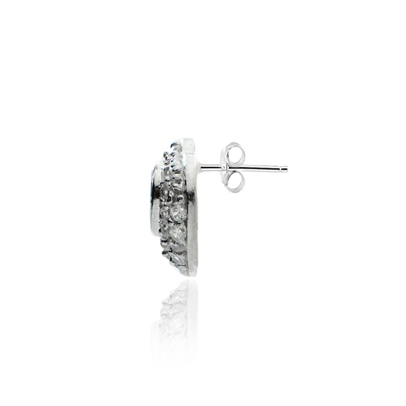 Sterling Silver Cubic Zirconia Open Heart Stud Earrings