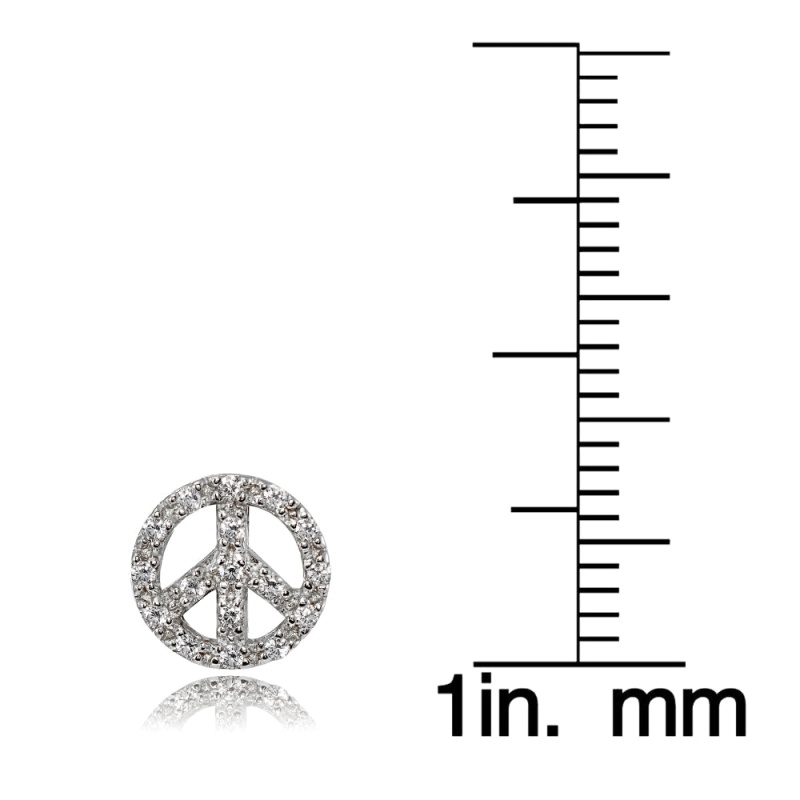Sterling Silver Cubic Zirconia Peace Stud Earrings
