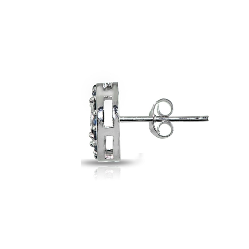 Sterling Silver Genuine Blue Sapphire And Diamond Accent Illusion-Set Stud Earrings