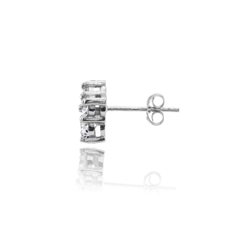 Sterling Silver Cubic Zirconia 4-Stone Cluster Stud Earrings