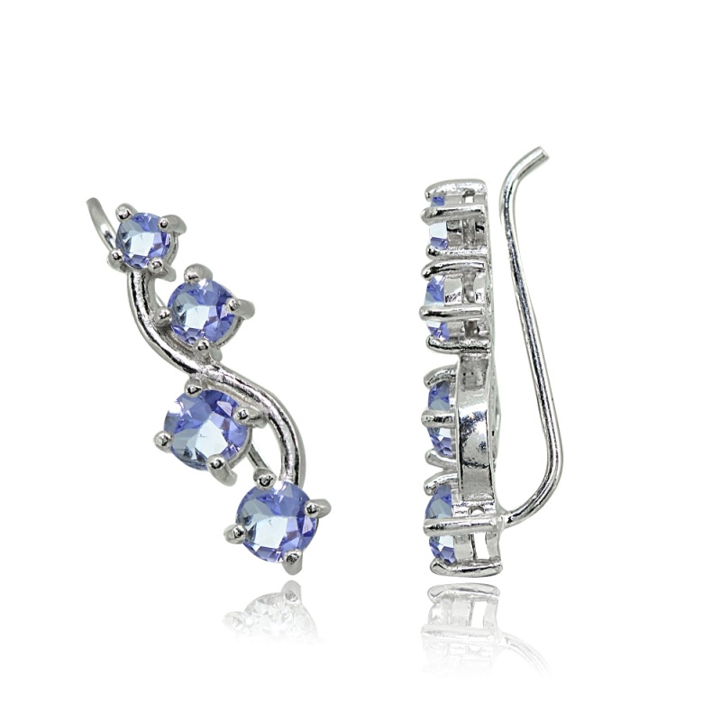 Sterling Silver Tanzanite Vine Climber Crawler Earrings