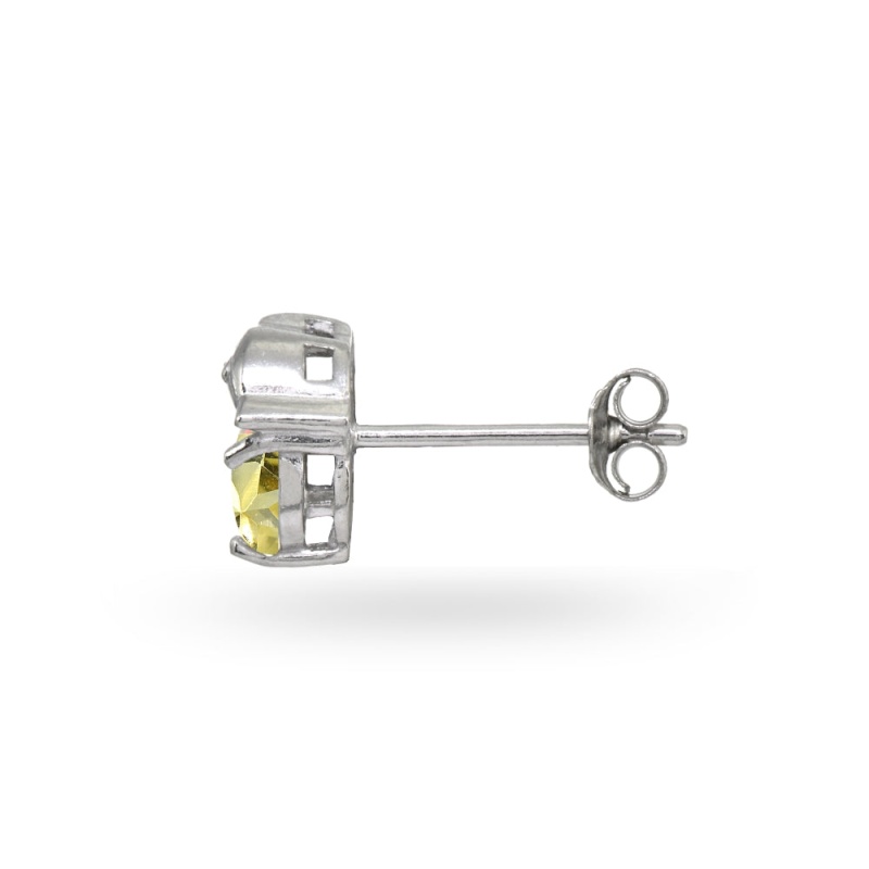 Sterling Silver Citrine Round 5Mm Polished Dolphin Stud Earrings
