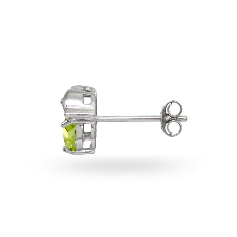 Sterling Silver Peridot Round 5Mm Polished Dolphin Stud Earrings