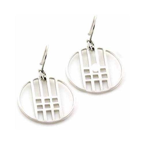 Sterling Silver Designed Round Dangleearrings